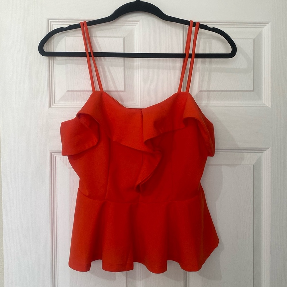 FAVLUV Ruffled Orange Tank